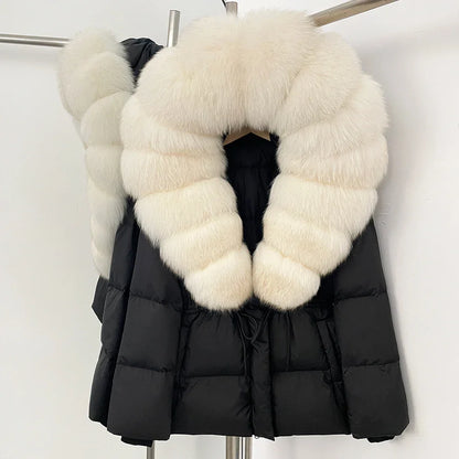 Real Fox Fur Puffer Jacket Coat