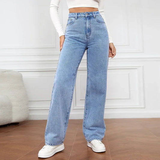 Blue High street baggy straight pants jeans