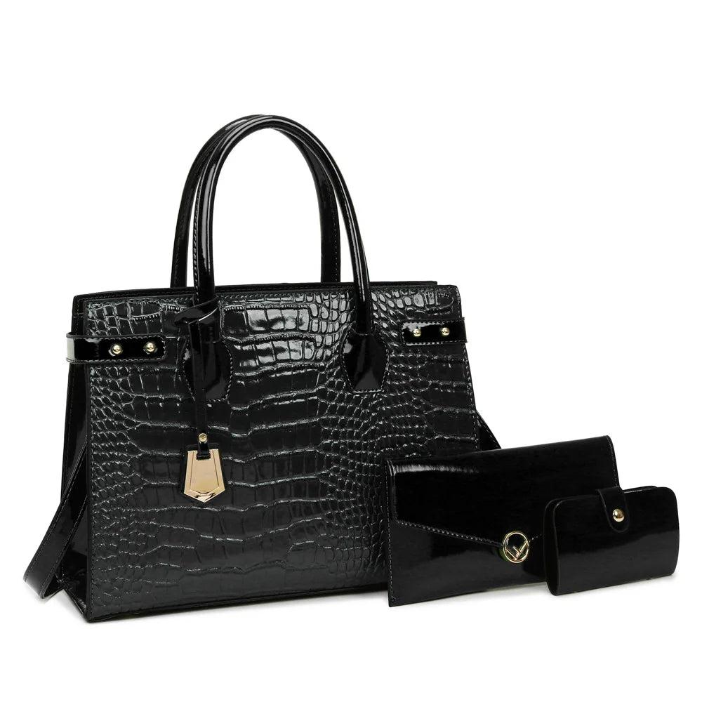 Retro Crossbody Crocodile Pattern Texture Bag Set