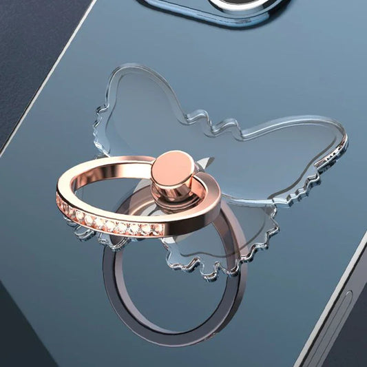Transparent Luxury Butterfly Finger Ring Mobile Phone Holder