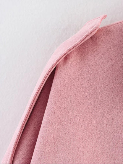 Suede Bomber Long Sleeve Zipper Oversize Solid Bomber Coat Jacket