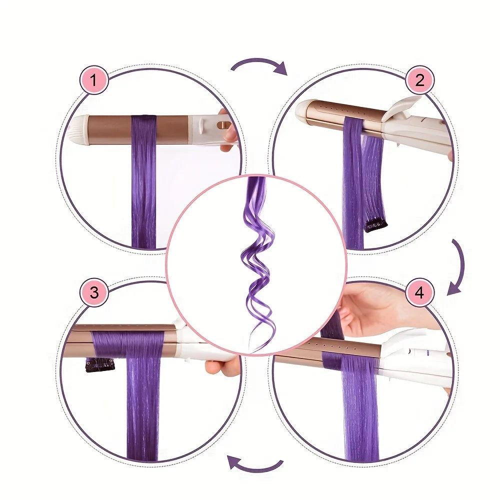 Purple Hair Extensions 6Pcs Wig