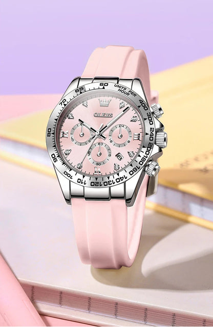 Luxury Silicone Strap Multifunctional Chronograph Quartz Watch