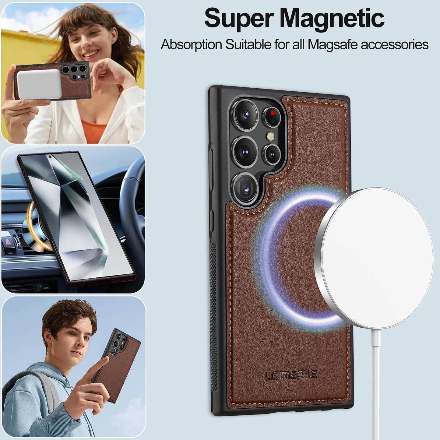 Leather Galaxy Case Magnetic Flip Wallet