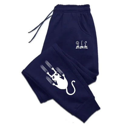 Sweatpants Cute Cat Print Pants Gym Sports Casual Tracksuit Trousers Jogging