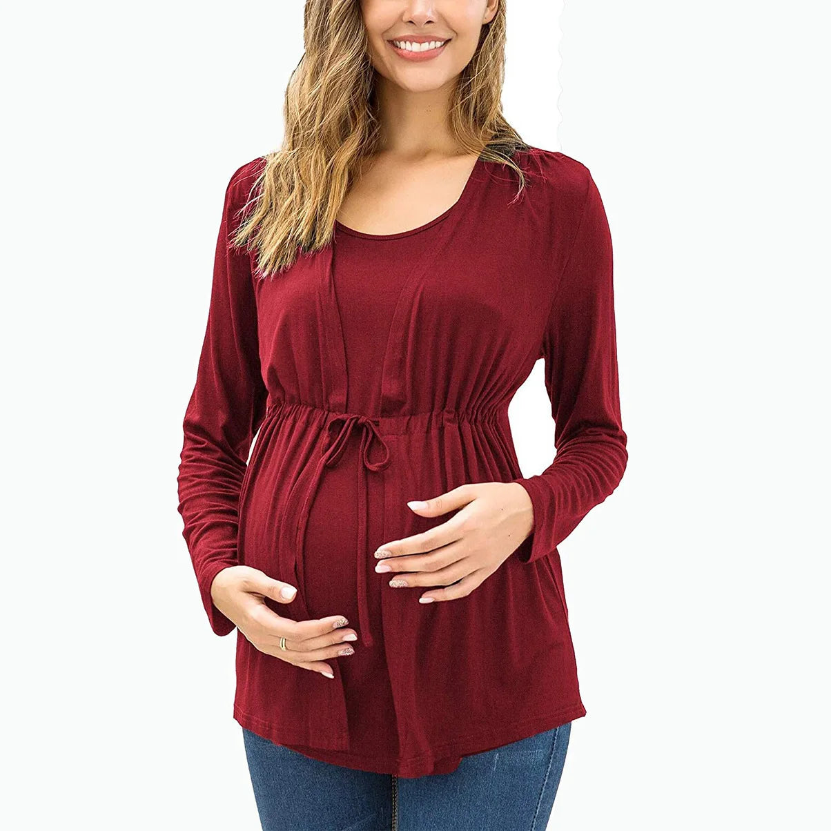 Long Sleeve Fake Two Piece Breastfeeding Pregnant T-shirt