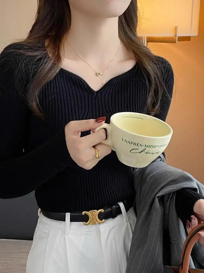 Chic Ribbed Slim Long Sleeve Sweater