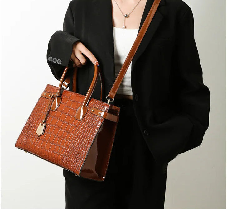 Retro Crossbody Crocodile Pattern Texture Bag Set