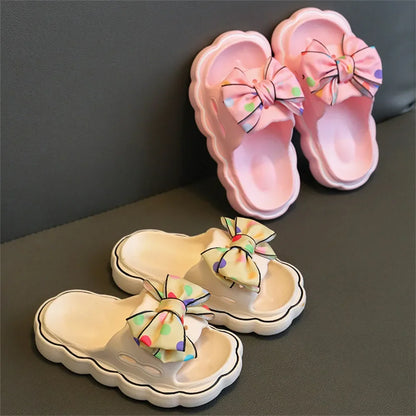 Kids Bow Wear Wear Non-slip Home Slippers