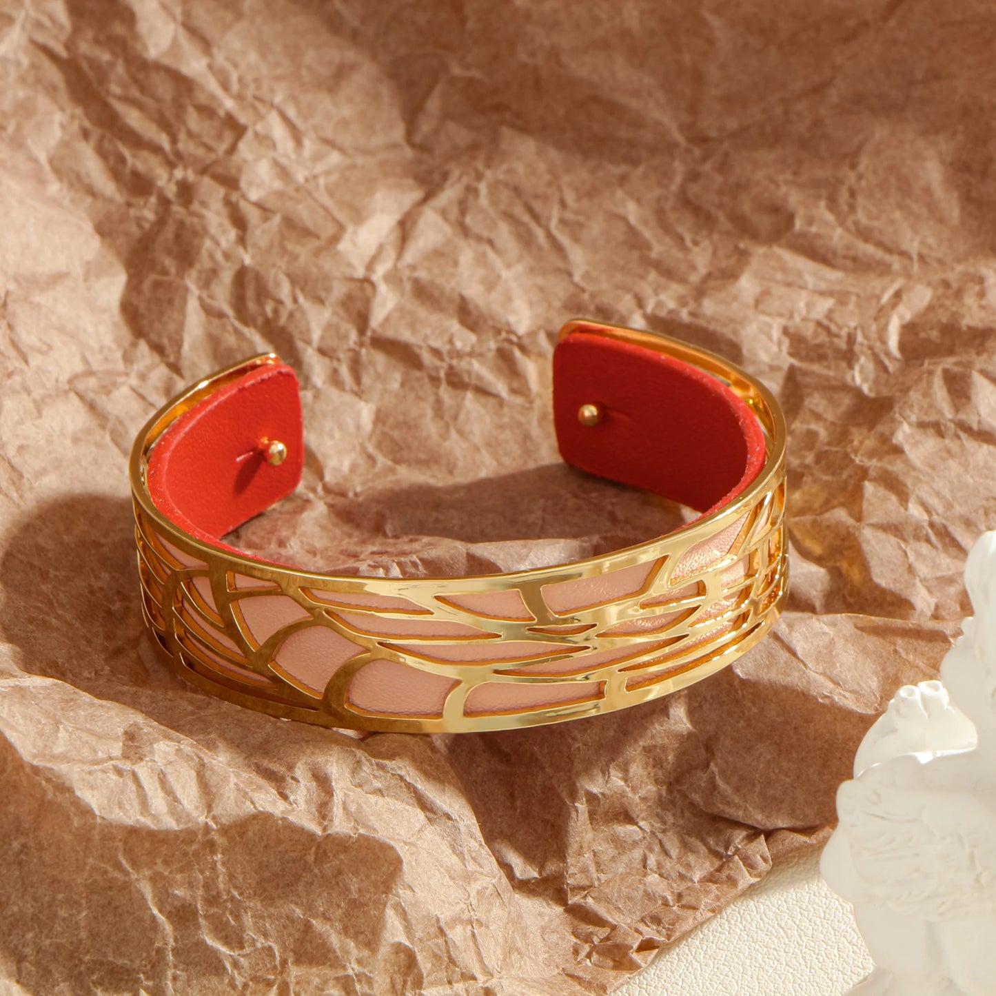 Hollow double-sided leather color replaceable bracelet