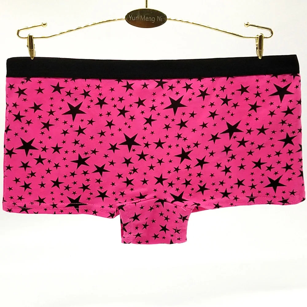 Underwear Cotton Panties Low Rise Boxers Shorts Stars Print 5 Pcs/Lot