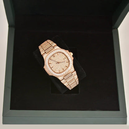 Luxury Diamond Sapphire Glass Steel Mechanical Movement  Wristwatch