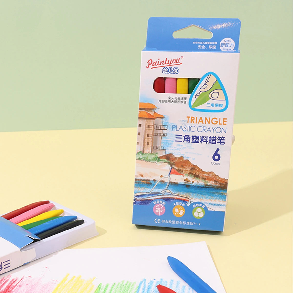 12-36 Color Washable Crayons Non-Toxic Erasable Triangular