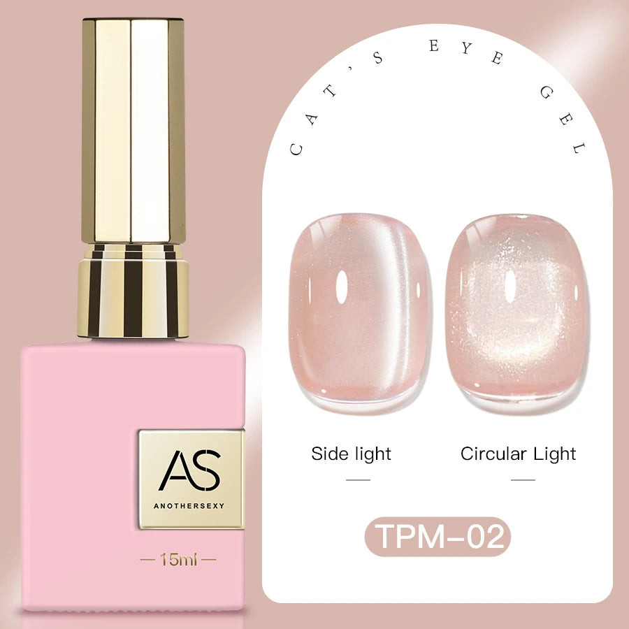15ml Peachy Whimsy Pink Cat Eye Gel Nail Polish Glitter