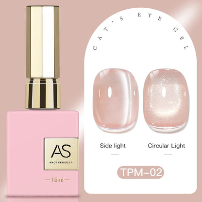 15ml Peachy Whimsy Pink Cat Eye Gel Nail Polish Glitter