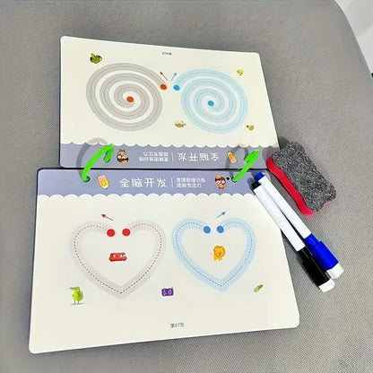 36-Page Reusable Workbook 2 Pens + Eraser Erasable Stickers