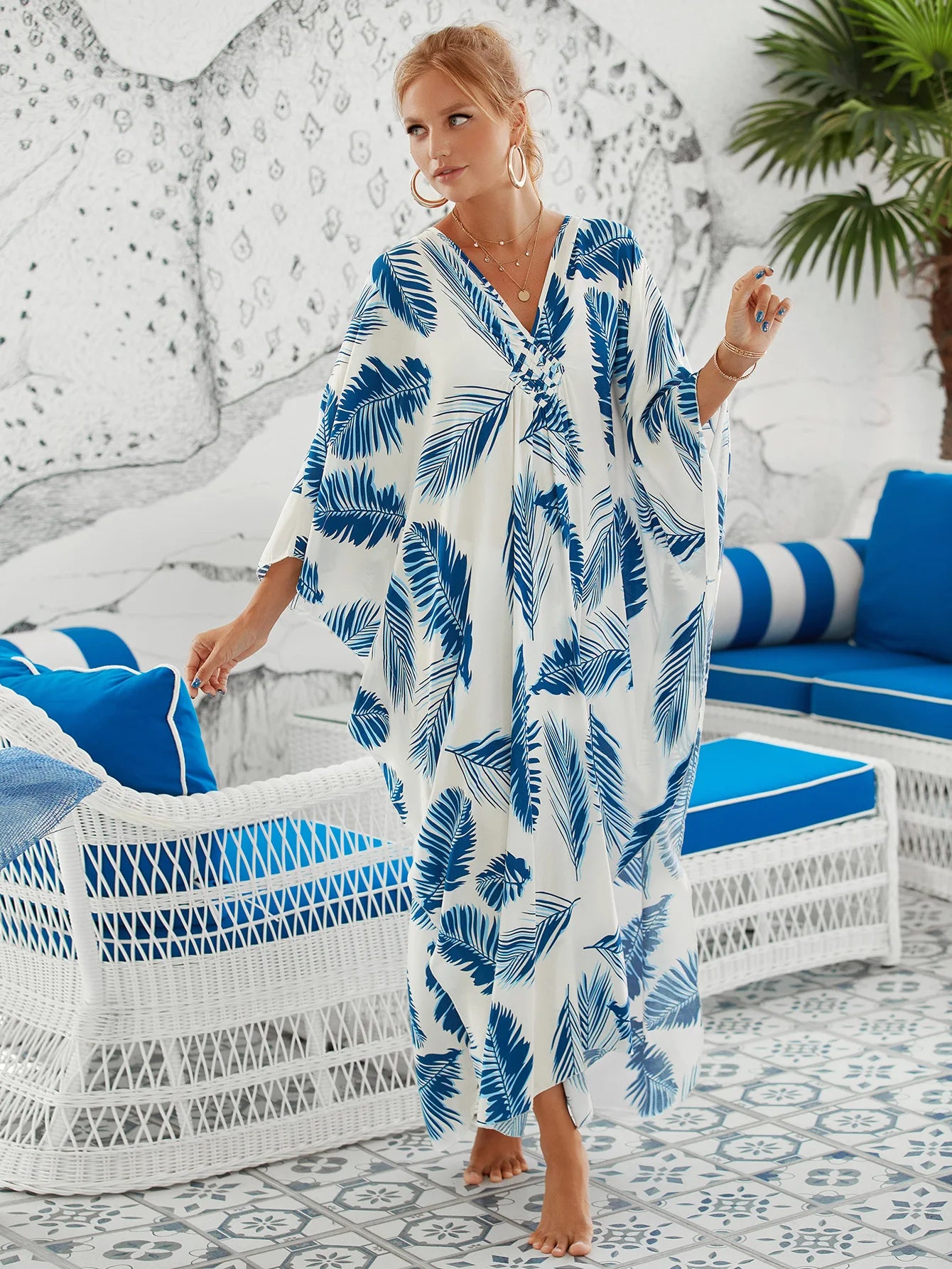 Kaftan Swimsuit Cover Up Oversized Long Beach Dress