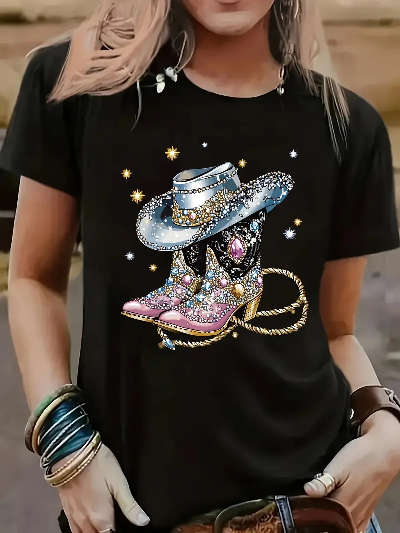 Short-sleeved Western Cowboy Series T-shirt