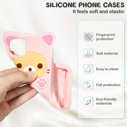 iPhone Pro Max Xs XR 6 7 8 Silicone Rilakkuma Cat Bear Soft Cover Case
