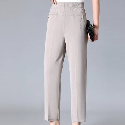 Elastic High Waist Casual Straight Pants
