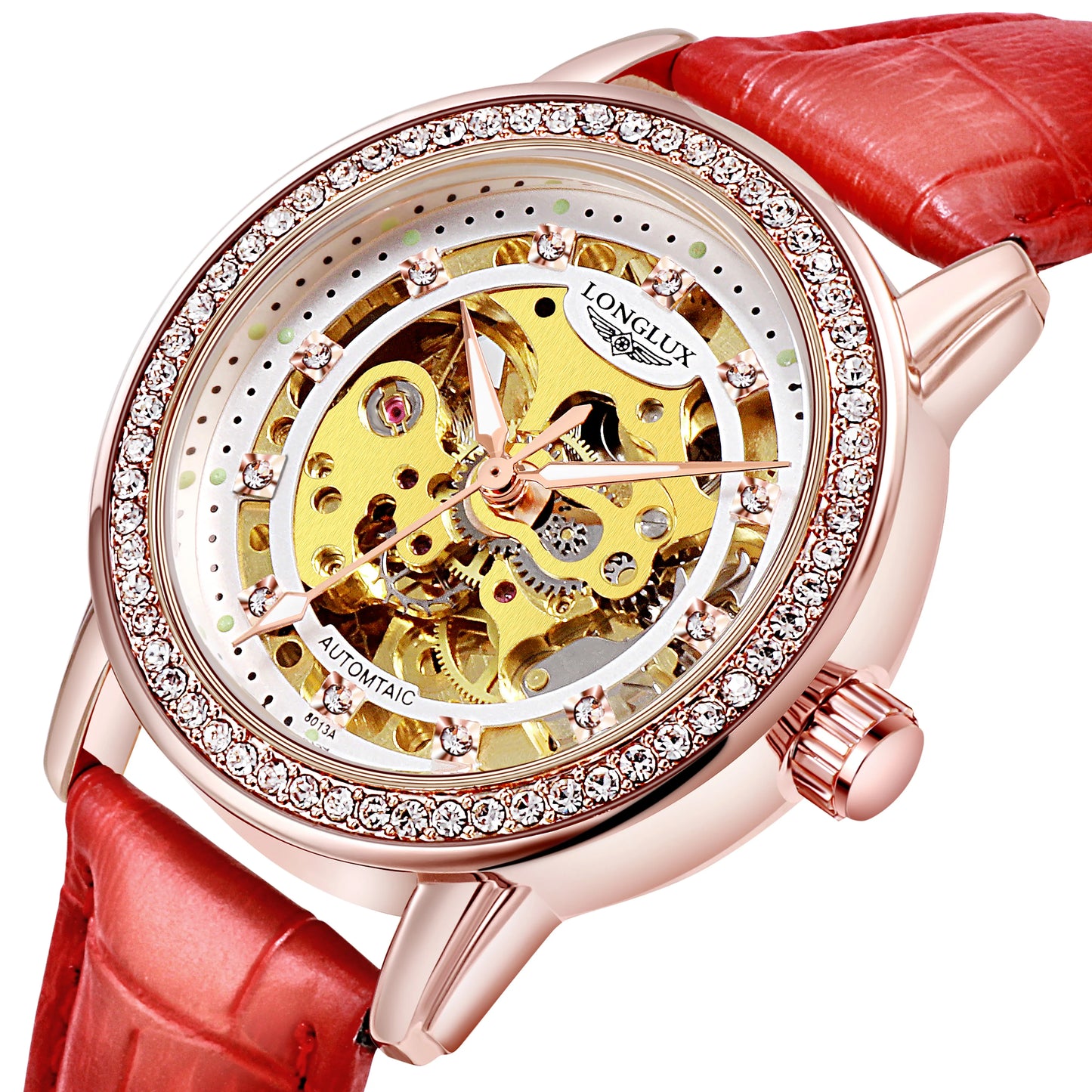 Automatic Diamond Skeleton Cute Mechanical Leather Watches