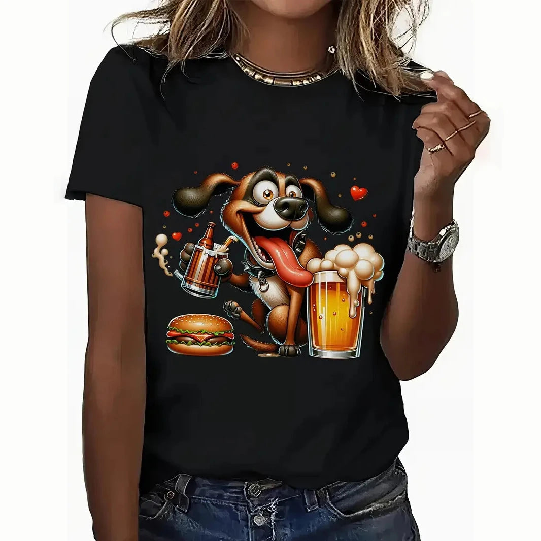 Funny Cartoon Casual Short Sleeve Crew Neck Tee T-Shirts