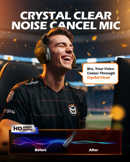 Dual Wireless Gaming Headphones 2.4GHz Bluetooth 5.3 Headsets Gamer with Microphone