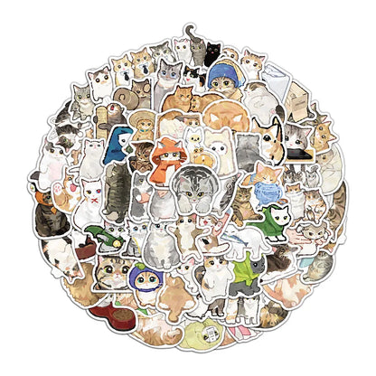 77PCS Cartoon Cat Stickers Exquisite Animal Waterproof Stickers