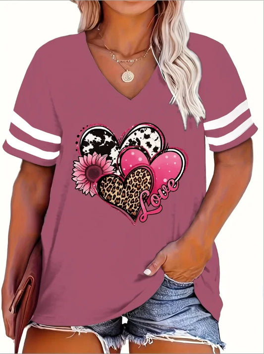 New Love Print Casual Short-Sleeved T-Shirt