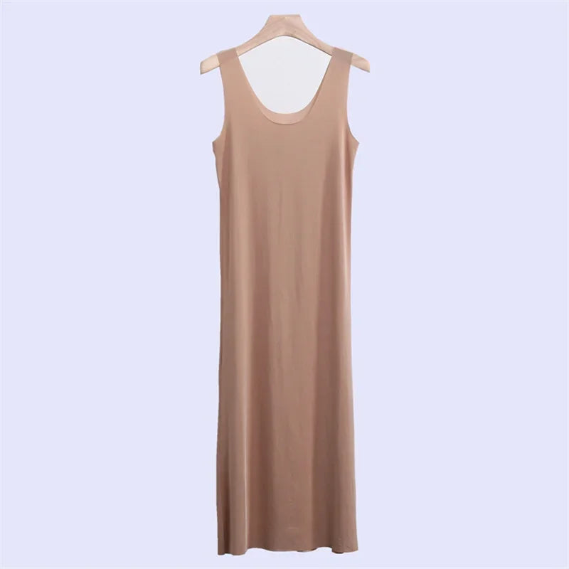 Ice Silk Slips Long Midi Dress