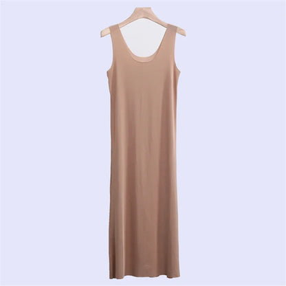 Ice Silk Slips Long Midi Dress