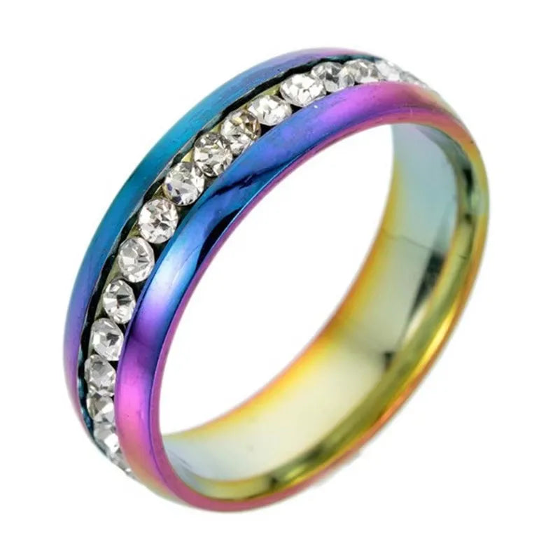 Stainless Steel Crystal Rings