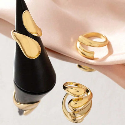 مجموعة من 3 خواتم ذهبية عتيقة على شكل قطرة ماء