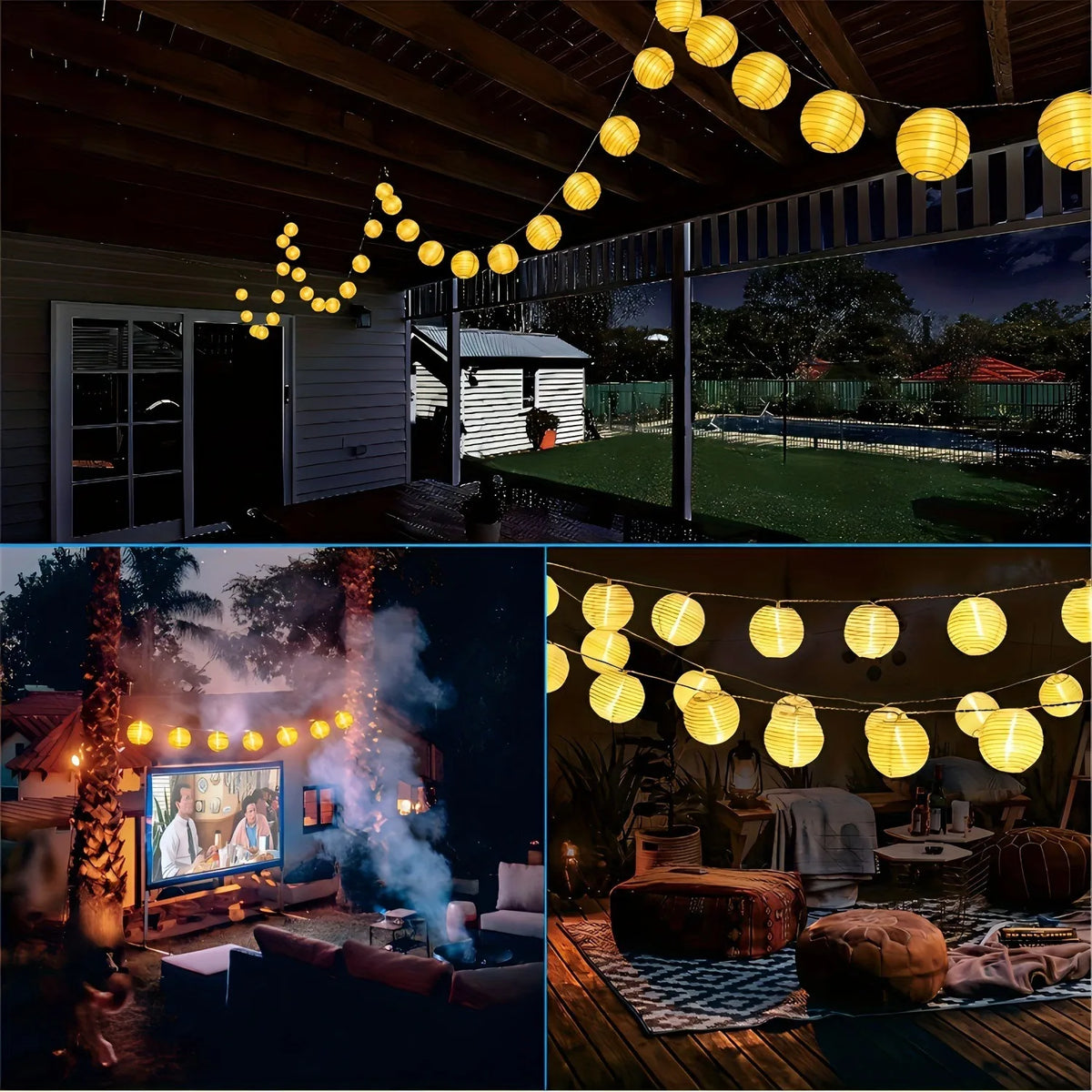 LED Solar Lantern String Lights Outdoor Garland Fairy Lights Solar Powered Garden Decorative