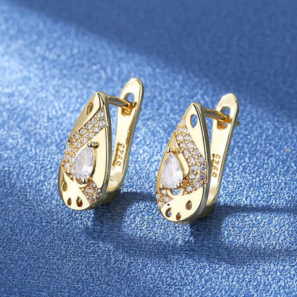 925 Silver Needle Princess Crystal Square Zircon Drop Earrings