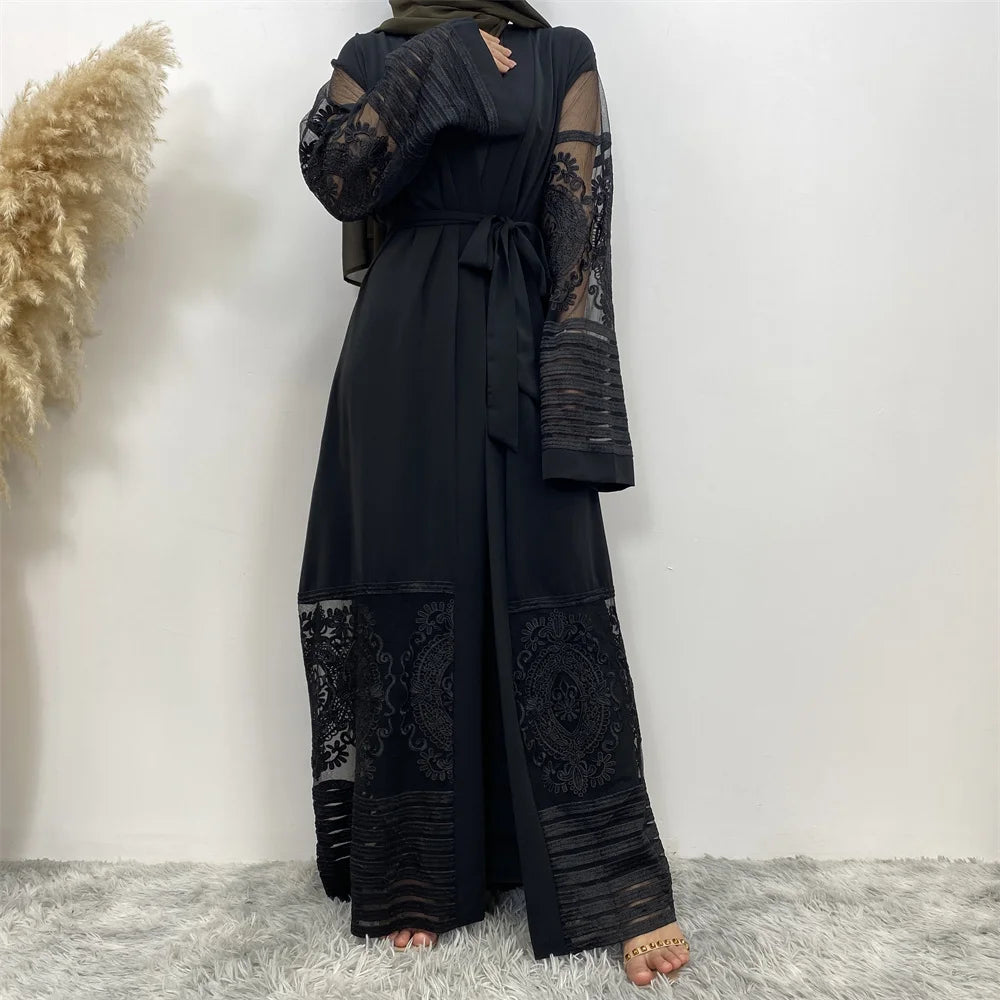 Luxury Gold Rhinestones Muslim Dress Kaftan Abaya