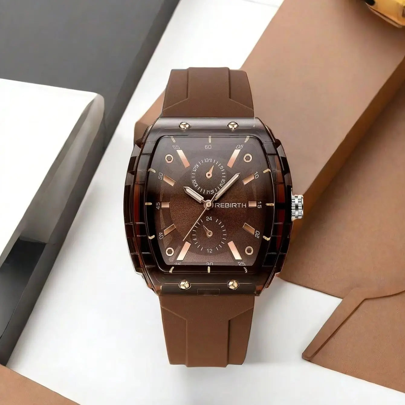 Affordable Macaron-Colored Barrel-Shaped with Silicone Strap Watch