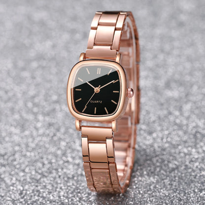 Square Stainless Steel Quartz Watch Set