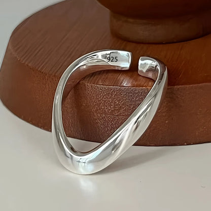 925 Sterling Silver Retro Hollow Wave Punk Hiphop Bohemia Rings