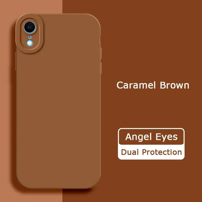 Angel Eyes Liquid Silicone Phone Case for iPhone X XR XS Max Full Protective Soft Waterproof Mobile Cover