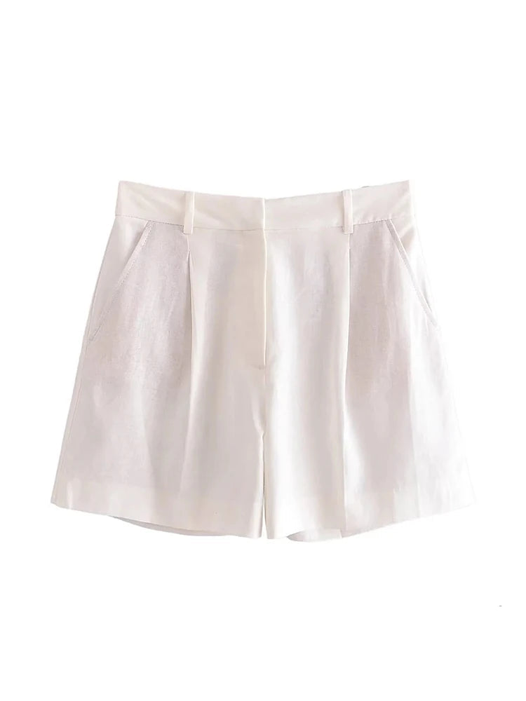 Casual High Waist Wide Leg Shorts Sets