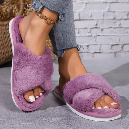 DANA Cross Warm Fluffy Furry Slippers
