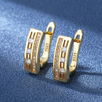 925 Silver Needle Princess Crystal Square Zircon Drop Earrings