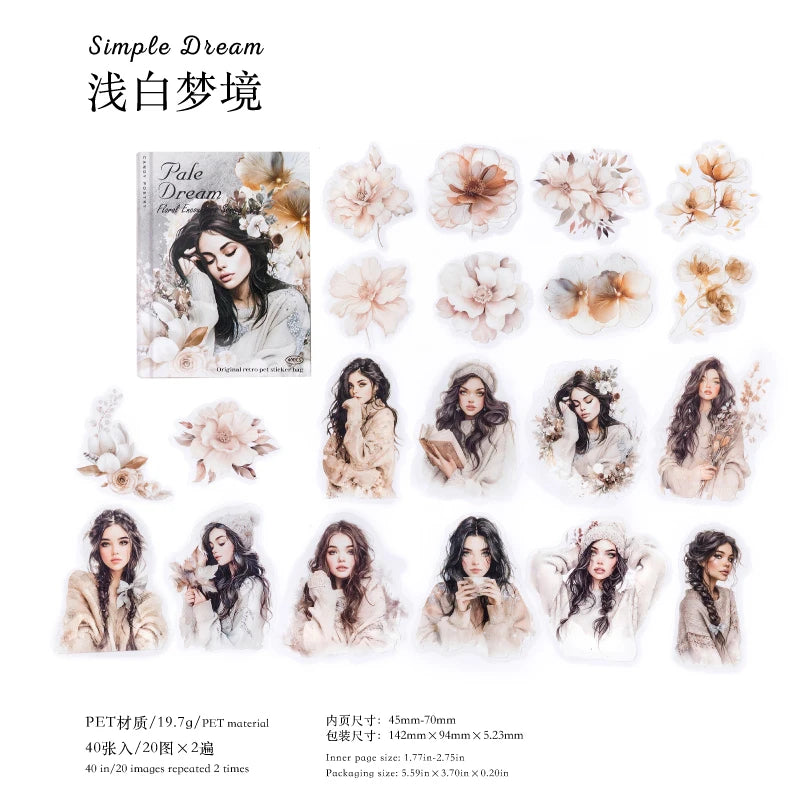 40pcs/pack PET Ins Stickers Diary Life Combo Kit