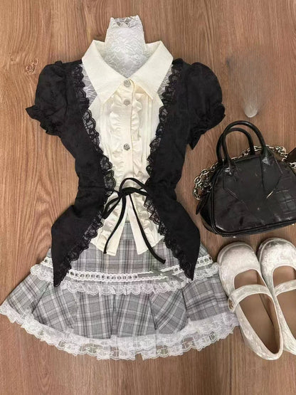 Suéter de cuello en V coqueto, manga larga, estilo pullover