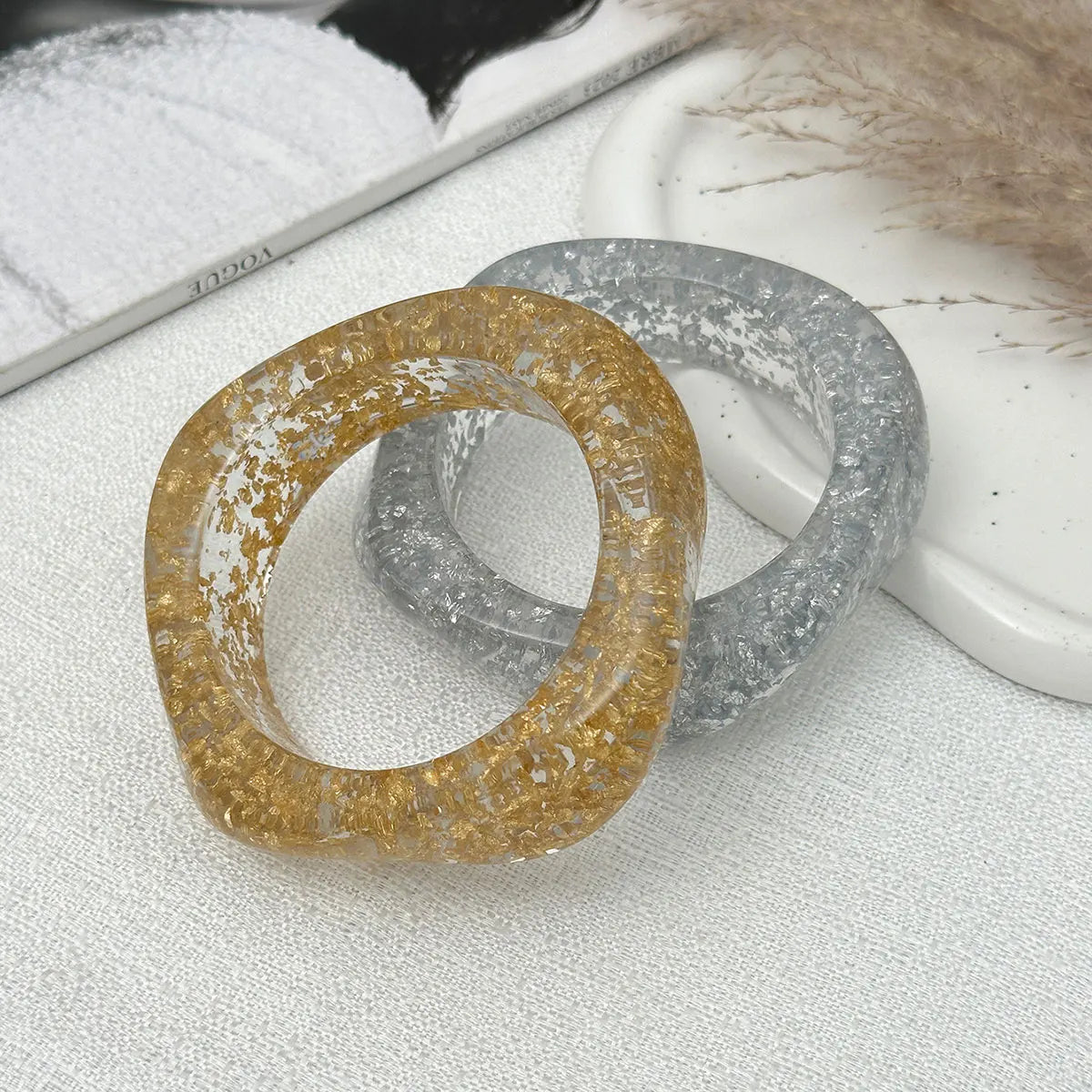 Irregular Acrylic Resin Wide Metal Geometric Bracelet
