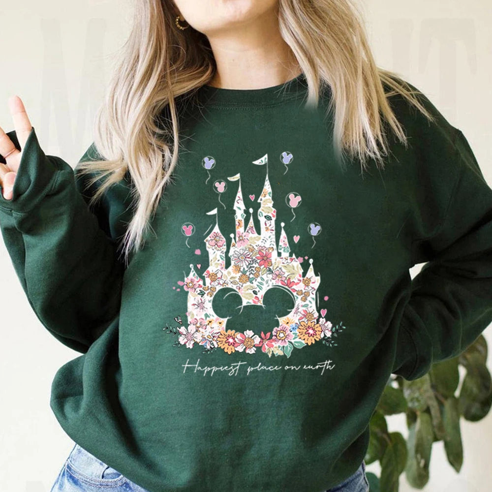 Floral Castle Vintage Castle Hoodie Happiest Place on Earth Pullover