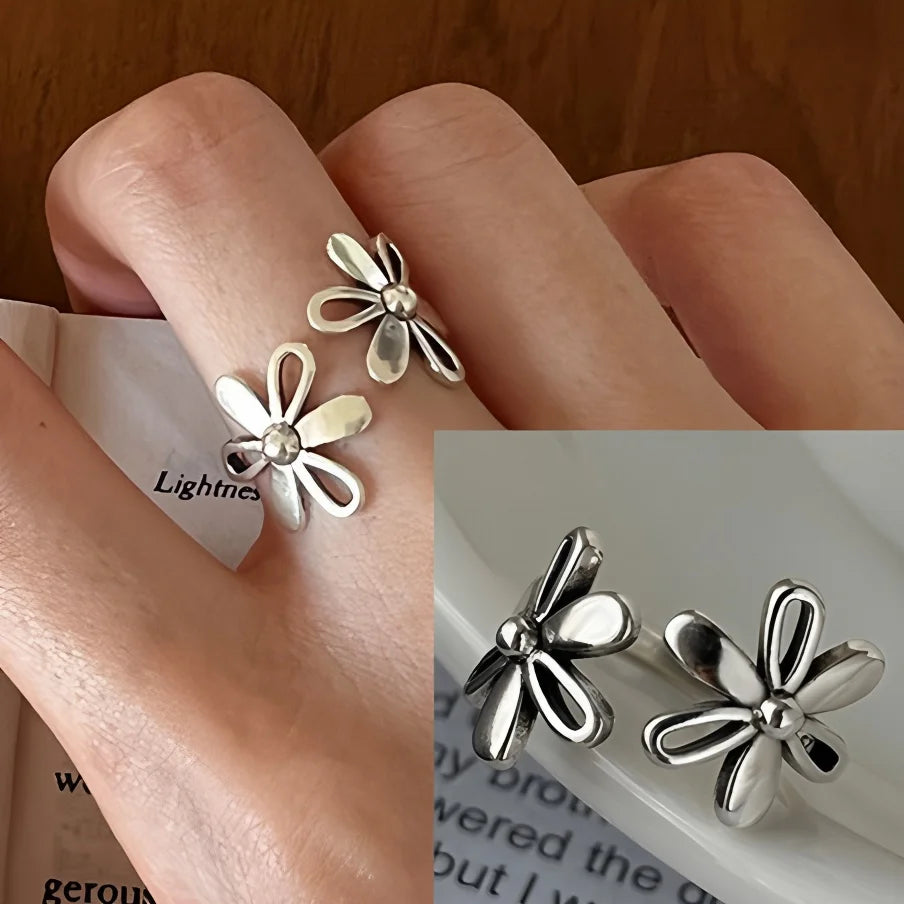 925 Sterling Silver Retro Geometric Asymmetric Rings