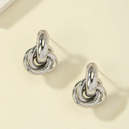 Gold SIlver Knot Hoop Twist Stud Earring