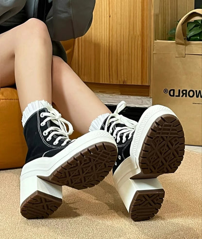High-heel Shoes Classic High Top Canvas Sneakers